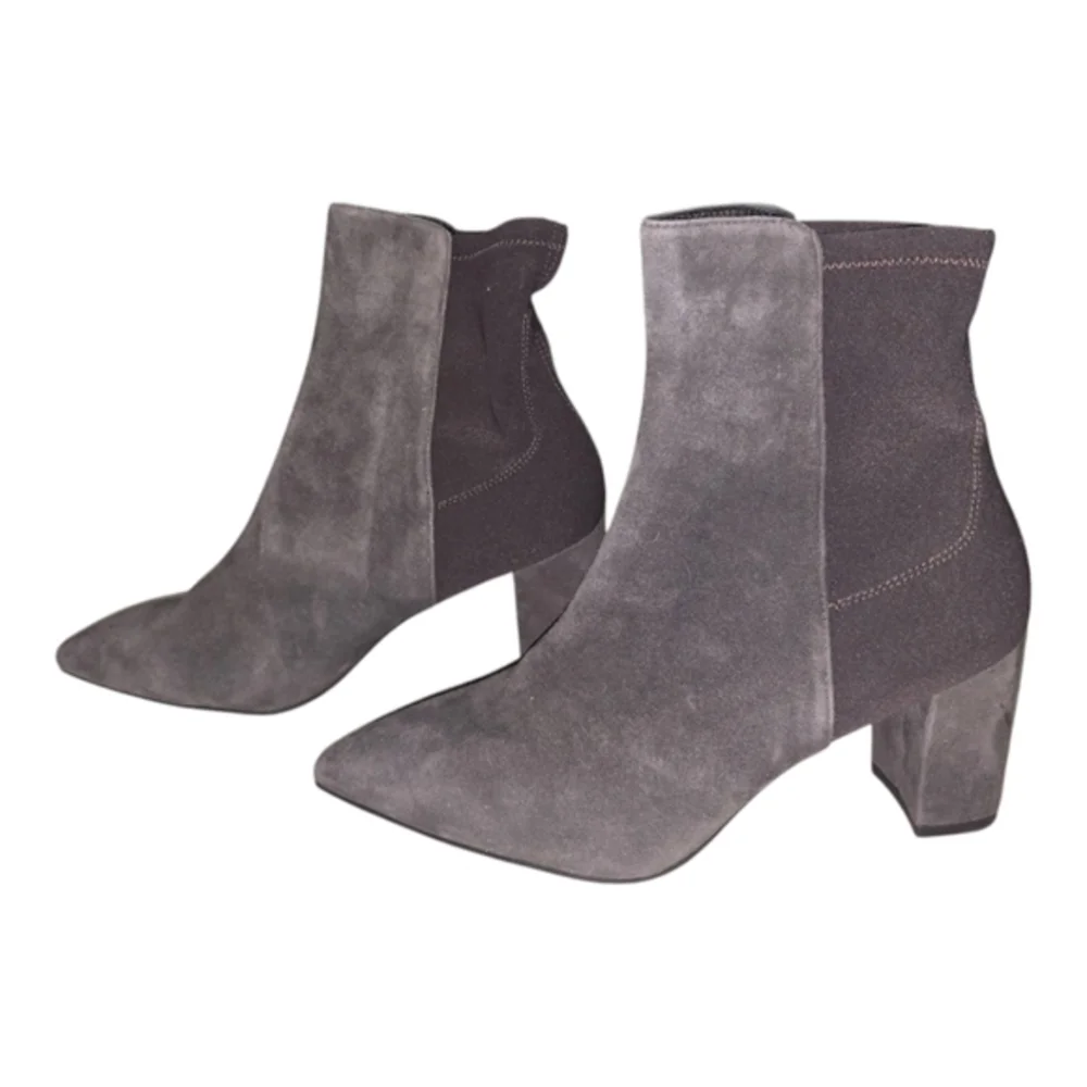 Stuart Weitzman Lonnie 75 Suede Booties, Slate Gray US‎ 5.5 MSRP $575 New